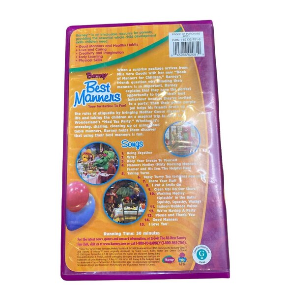 Barney - Barneys Best Manners (VHS) Never Seen On TV Clamshell - Picture 2 of 3